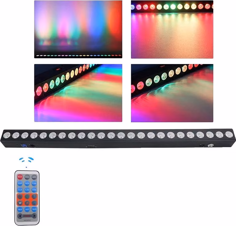 Wallwasher LED, 24 x 12W LED RGBW, controllo DMX512, telecomando, spina UE