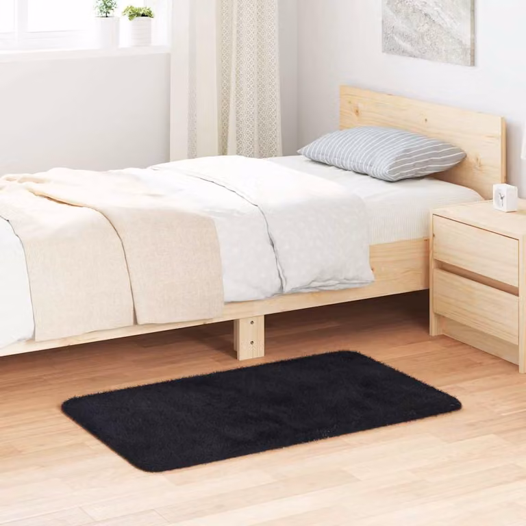 Tappeto Shaggy a Pelo Lungo vidaXL NAVARRA Nero L: 100 cm, P: 60 cm, H: 3,5 cm in poliestere