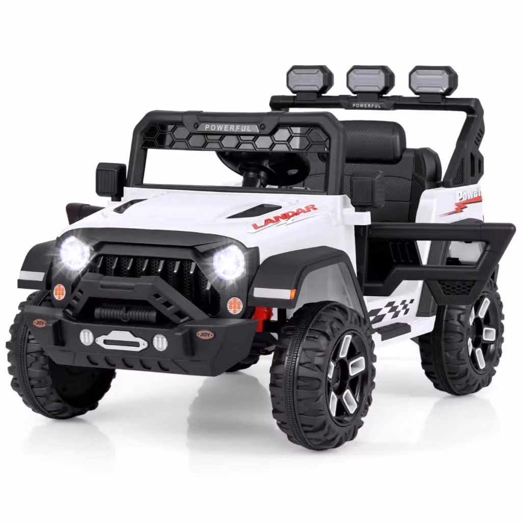 Auto elettrica per bambini 12V con telecomando, design in plastica bianca, L 105 x P 67 x H 70 cm – 2