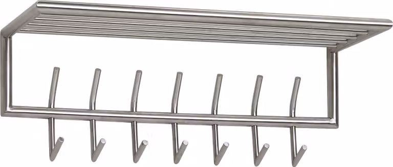 WOHNLING appendiabiti da parete in metallo argento 74,5x29x30 cm appendiabiti da corridoio con mensola gancio binario pannello da parete appendiabiti in acciaio parete con cappello scaffale appendiabiti binario