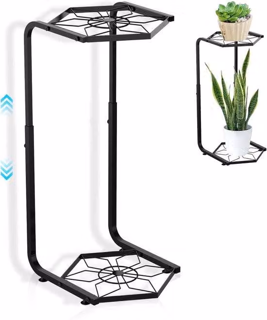 Vasi da esterno e da interno neri a 2 livelli regolabili - 213" 248" 283" - Vasi in metallo per giardino, terrazza e balcone