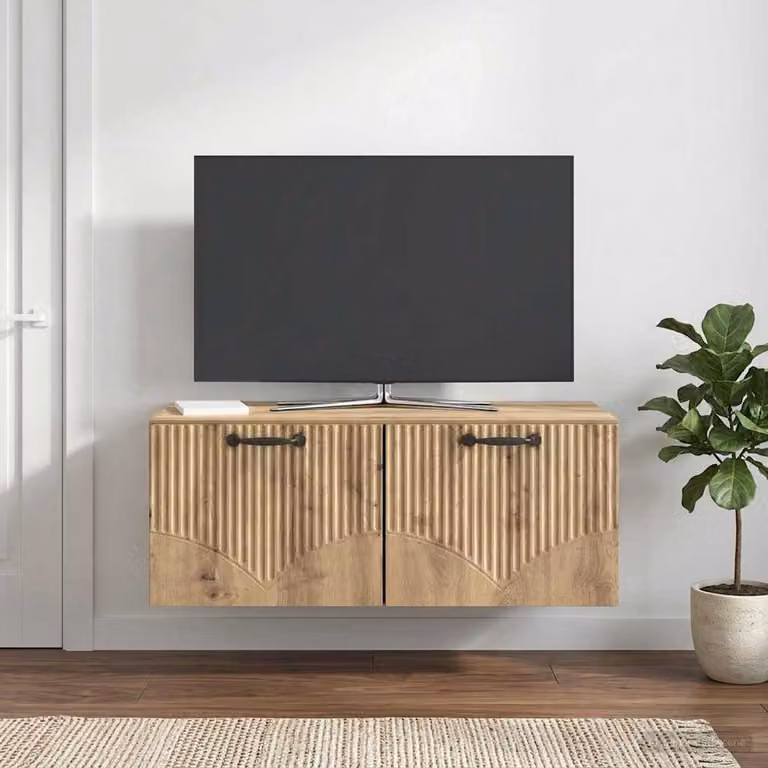 Mobile Porta TV da Muro vidaXL in Rovere Artigianale, Marrone, L: 78,5 cm, P: 41 cm, H: 30 cm