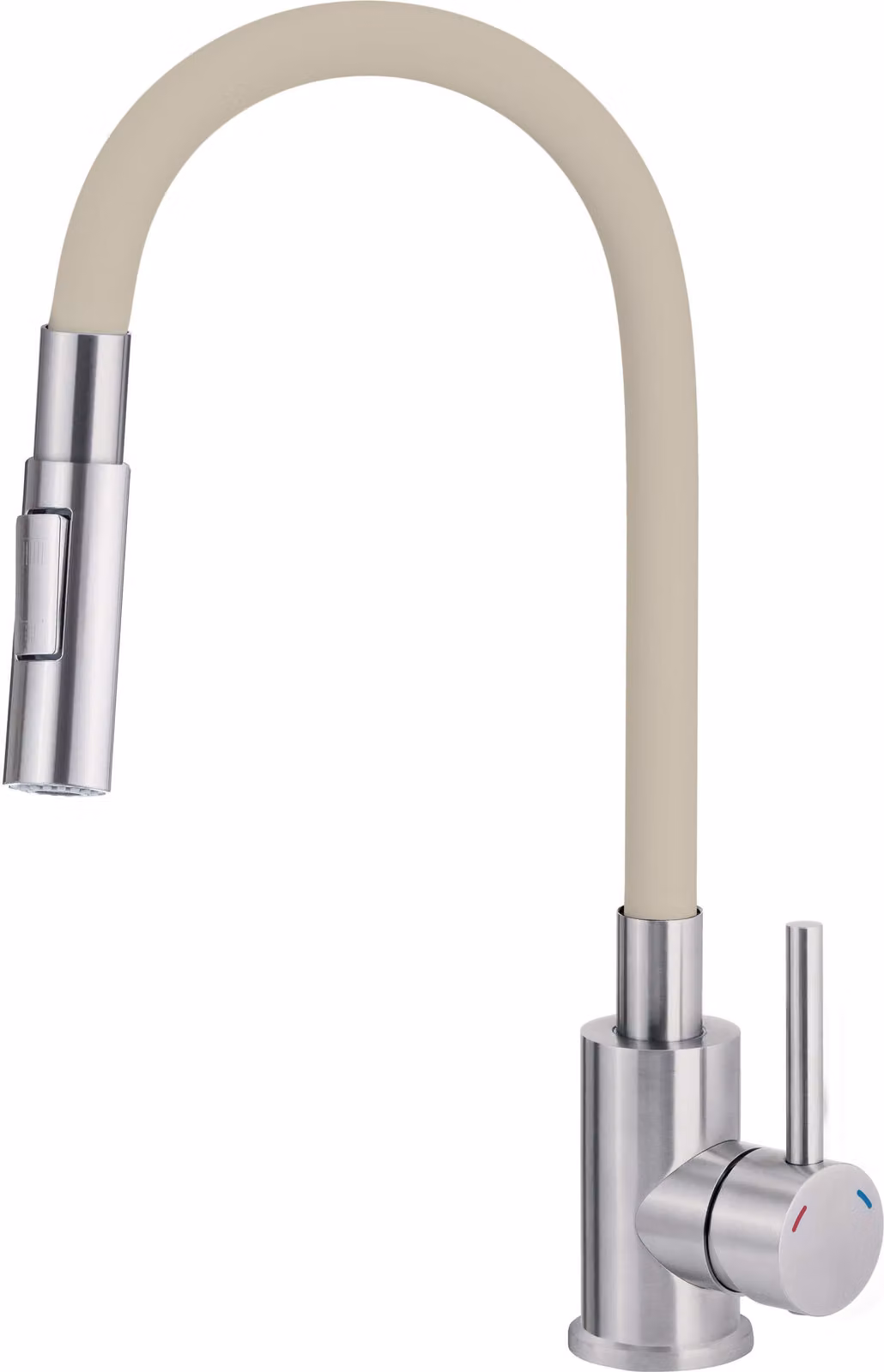 Kitchen faucet with bent spout - 2 types of spray
