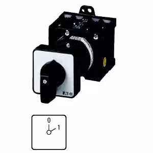 Interruttore on-off Eaton, T3, 32 A, montaggio intermedio, 1 unità, contatti: 1, 45°, con scatto, con posizione 0, 0-1, codice articolo 15500 016569