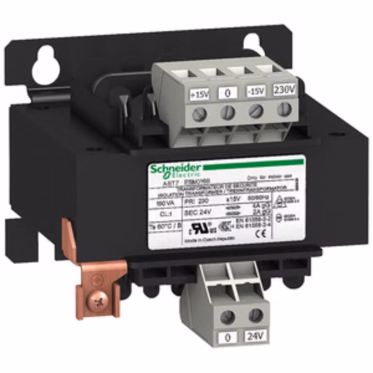 Trasformatore di sicurezza/isolamento Schneider Electric, Modicon ABT7, ingresso 230V CA, uscita 24V CA, 160VA ABT7ESM016B