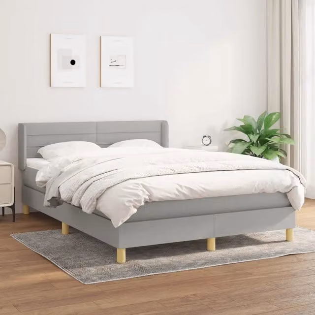 Letto Ibrido con Giroletto a Molle e Materasso vidaXL Grigio Chiaro e Bianco L/P/H: 203 x 147 x 88 cm