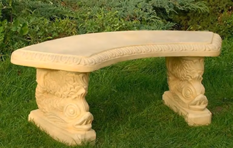 Panchina da giardino Casa Padrino / panchina da parco color sabbia 138 x 45 x H. 49 cm - Panchina da giardino curva in stile orientale - Mobili da giardino