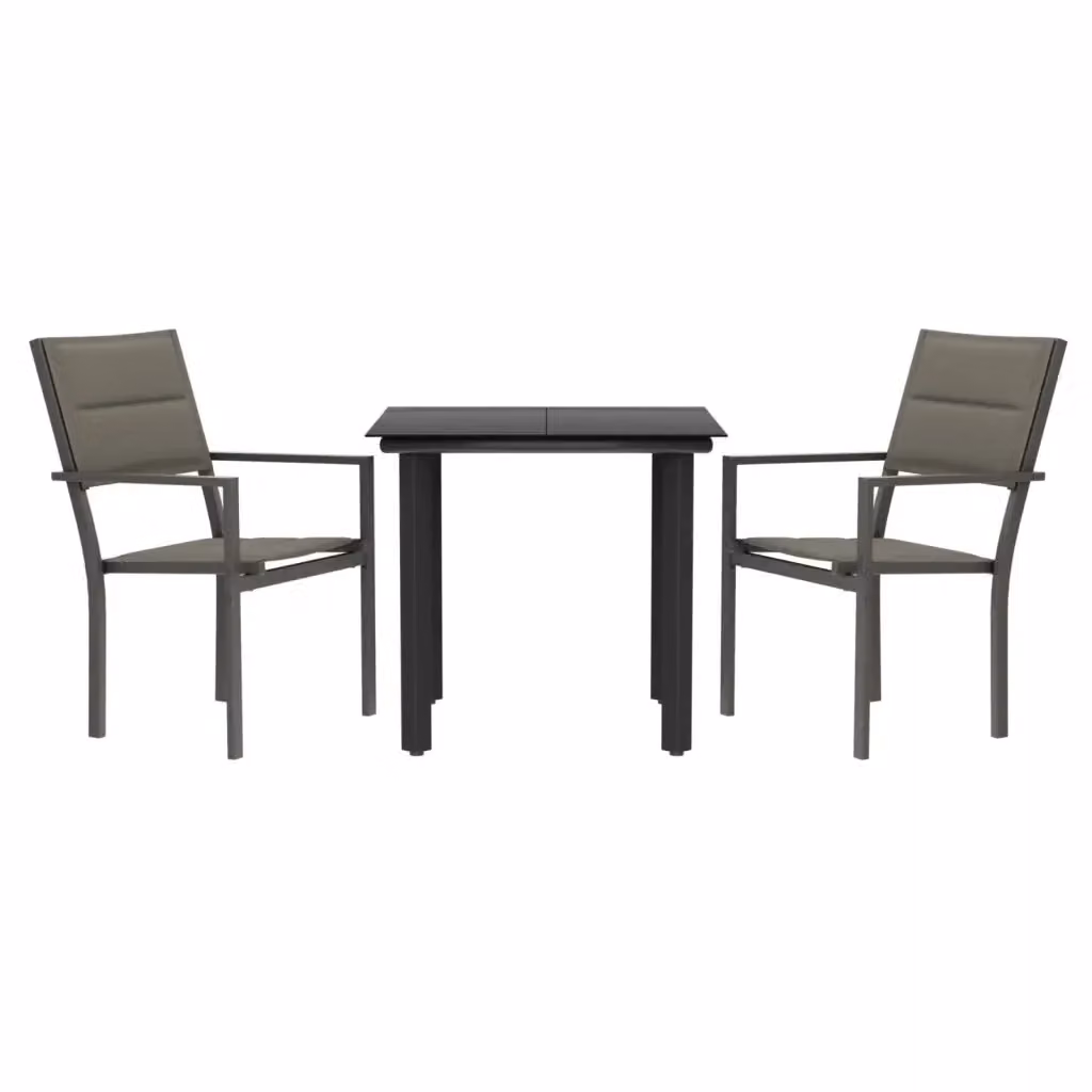 Set da Pranzo da Giardino Moderno vidaXL in Acciaio Verniciato e Vetro, Colore Antracite – 2