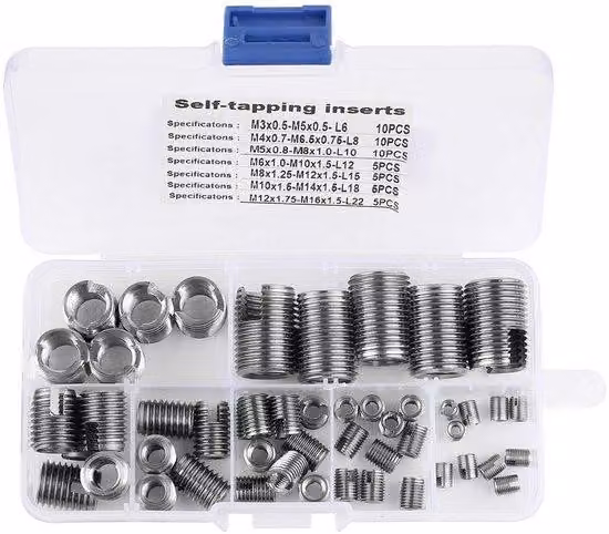 Kit di strumenti per riparazioni con viti M3/M4/M5/M6/M8/M10/M12 - Acciaio temprato - 50 pezzi - Set di riparazione - Metallo - Nuovo