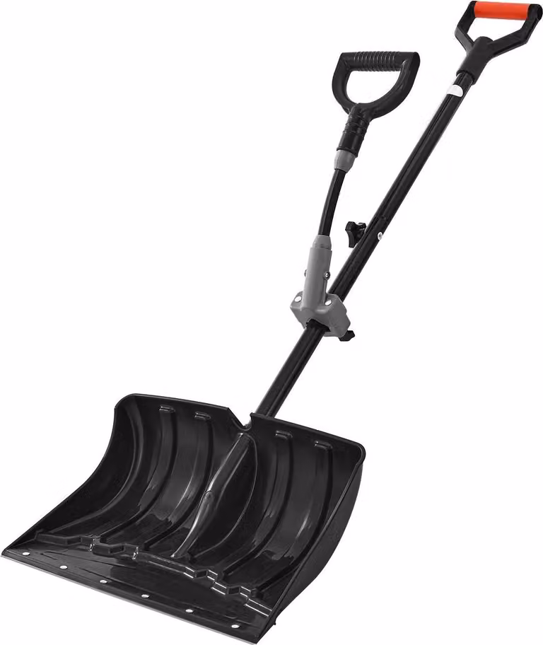 Pala da neve - Spazzaneve - Lama 45,5 x 32 cm - Con impugnatura a D e manico aggiuntivo - Leggera - Per auto, giardino e campeggio