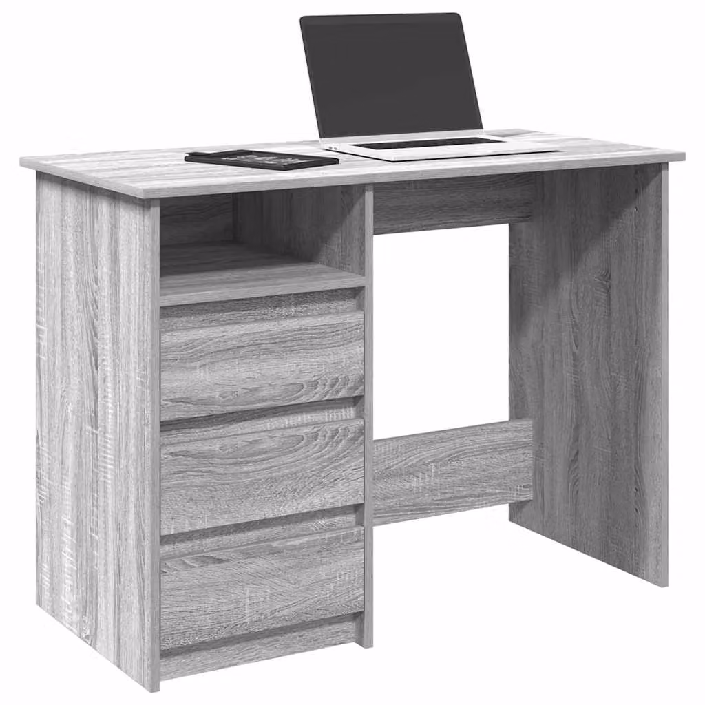 Scrivania moderna vidaXL in legno MDF color grigio, L 102 cm x P 50 cm x H 75 cm