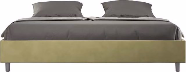 BS COM Letto con rete imbottito 180x200 microfibra tè verde
