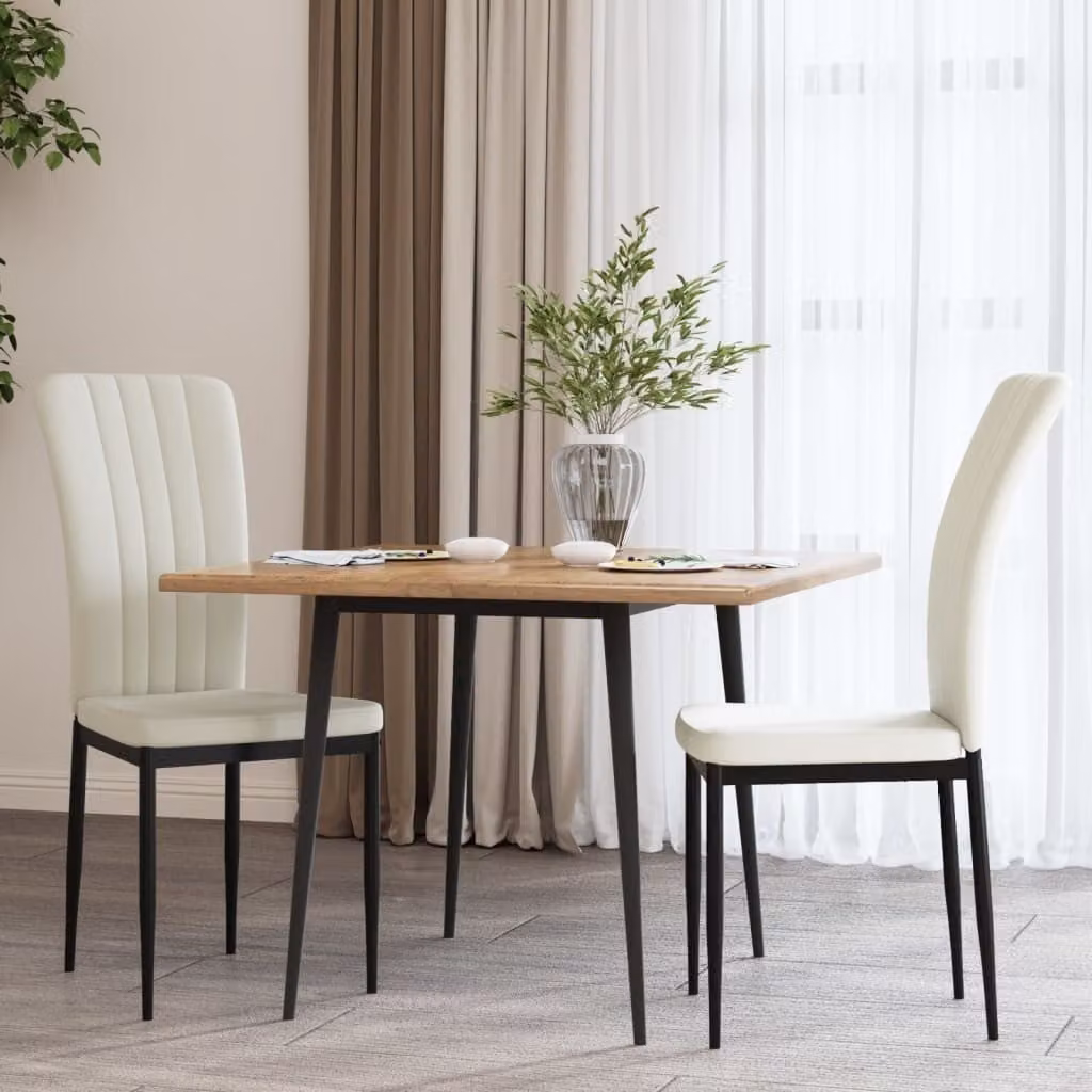 The Living Store Sedie da pranzo 2 pezzi. Velluto crema