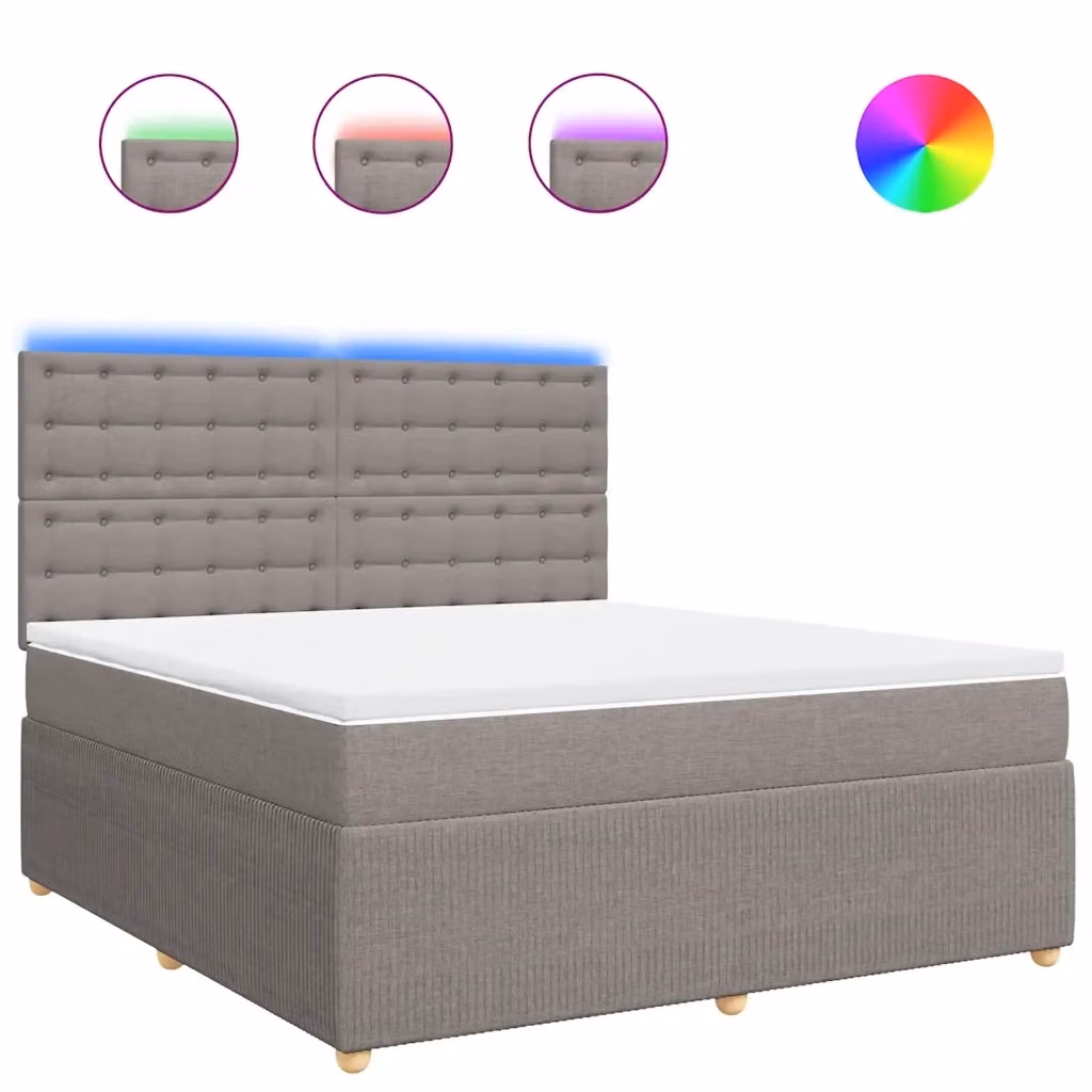Letto Ibrido con Materasso vidaXL in Tessuto Beige, Bianco o Grigio, L/P: 180 x 200 cm – 2