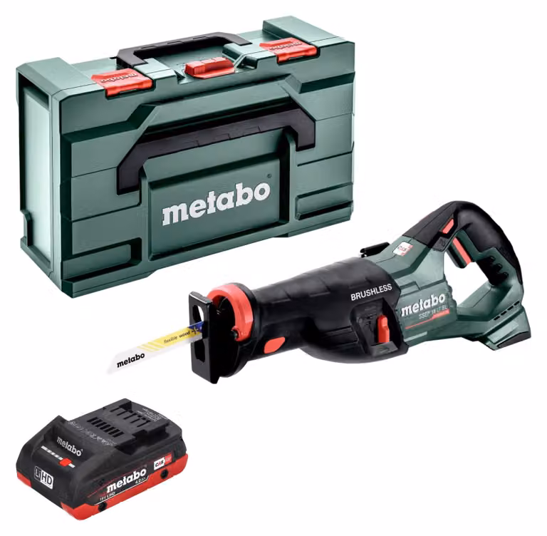 Metabo SSEP 18 LT BL sega alternativa a batteria 18 V 32 mm brushless + 1x batteria LiHD 4,0 Ah + metabox - senza caricabatterie