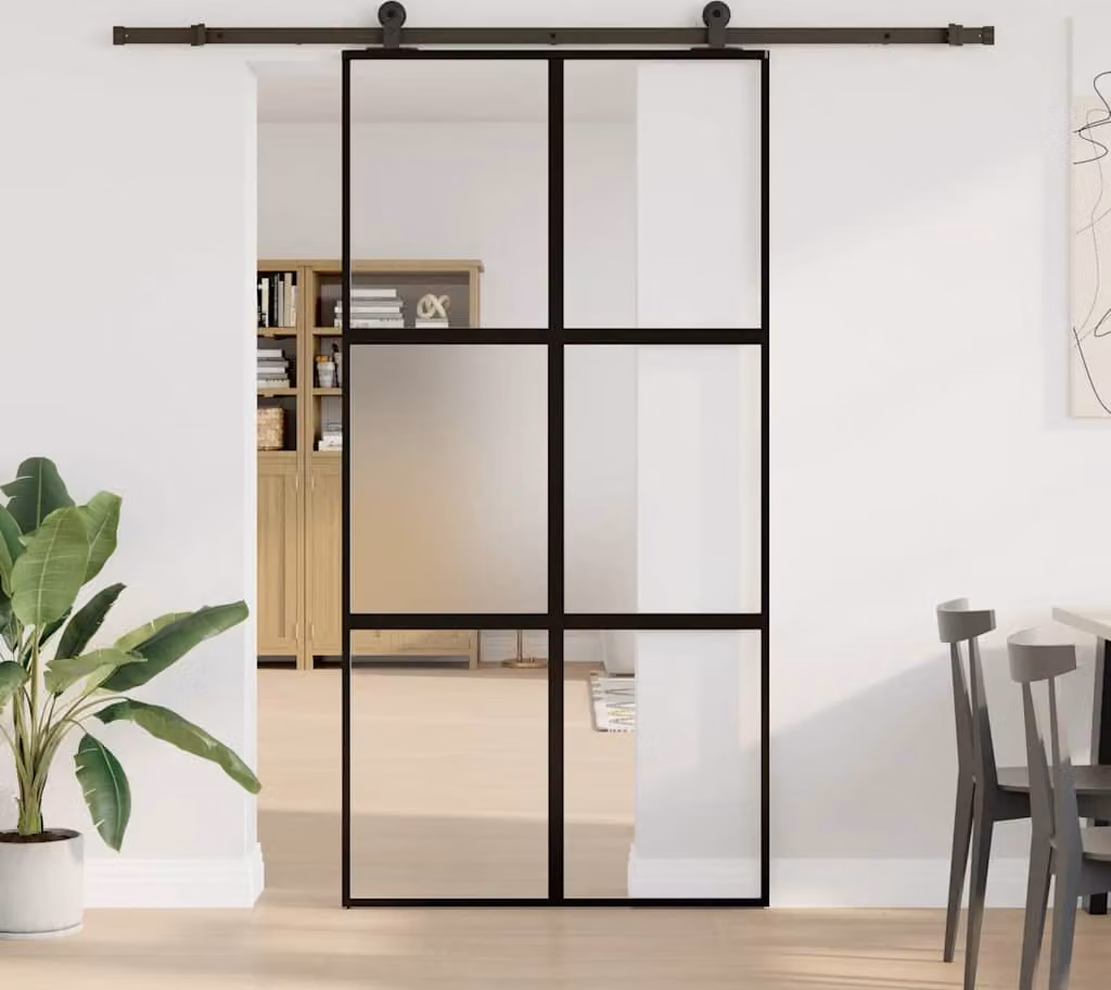 Porta Scorrevole con Ferramenta Vetro Temperato Alluminio