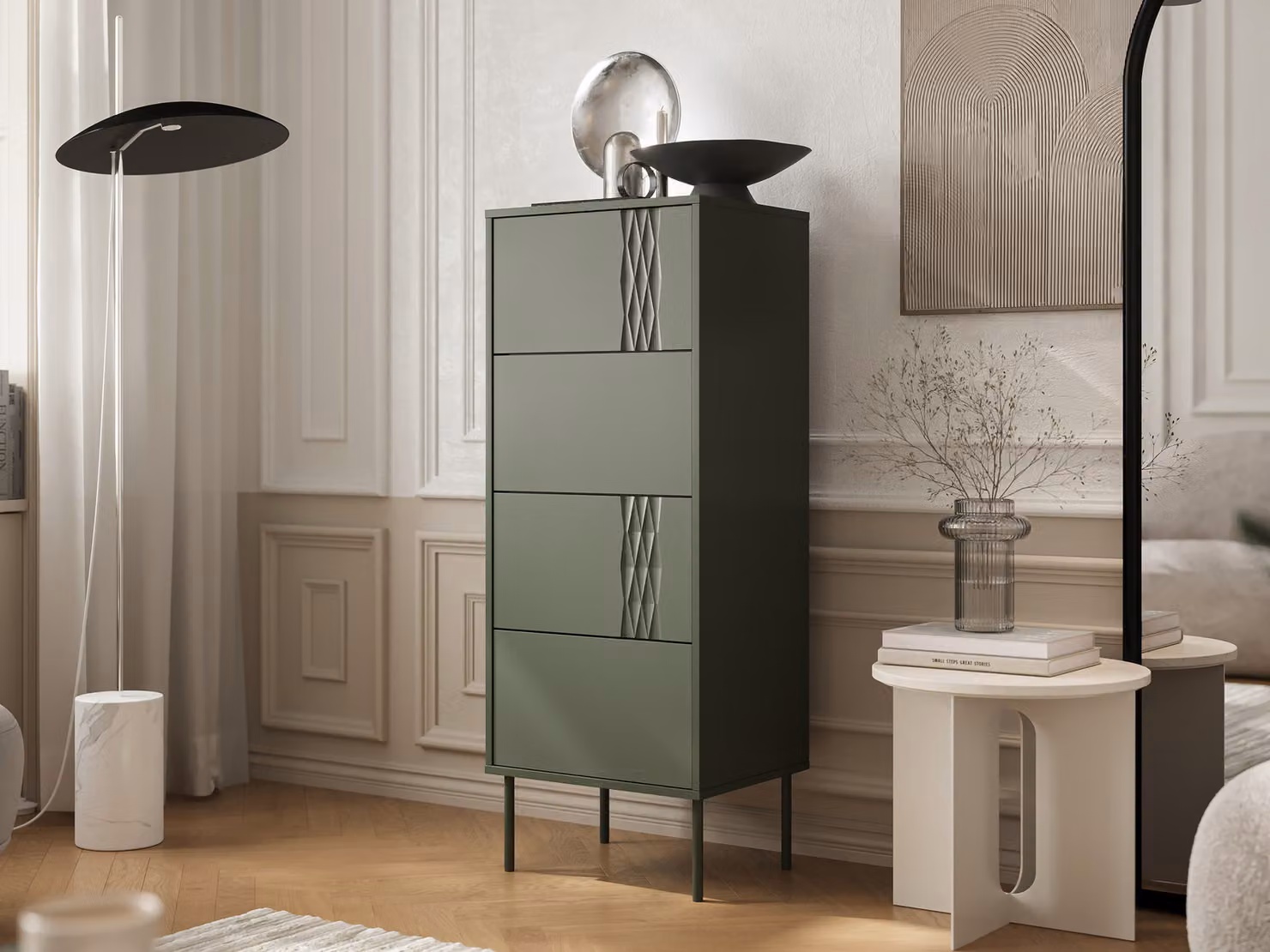 Cassettiera stretta con cassetti HARTSELE - verde