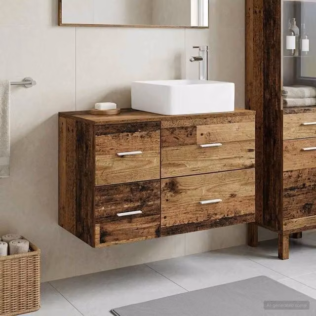 Set di mobili per il bagno 2 pz Legno antico 3403982