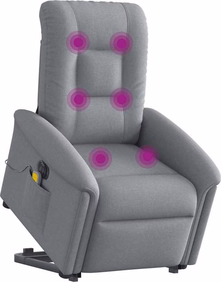 Poltrona Alzapersona Massaggi Elettrica Grigio Chiaro Tessuto