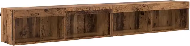 Set di 2 mobili porta TV moderni da parete con illuminazione a LED HELLOSHOP26 in legno composito anticato, multicolore, L 100 x P 30 x H 30 cm