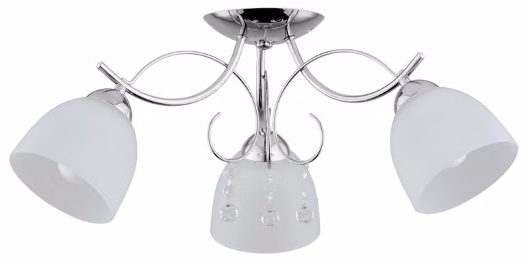 Lampada da soffitto OTELIA cromata bianca 3xE27x15W in metallo, dimensioni: 25x60x60 cm, IP20, Alfa
