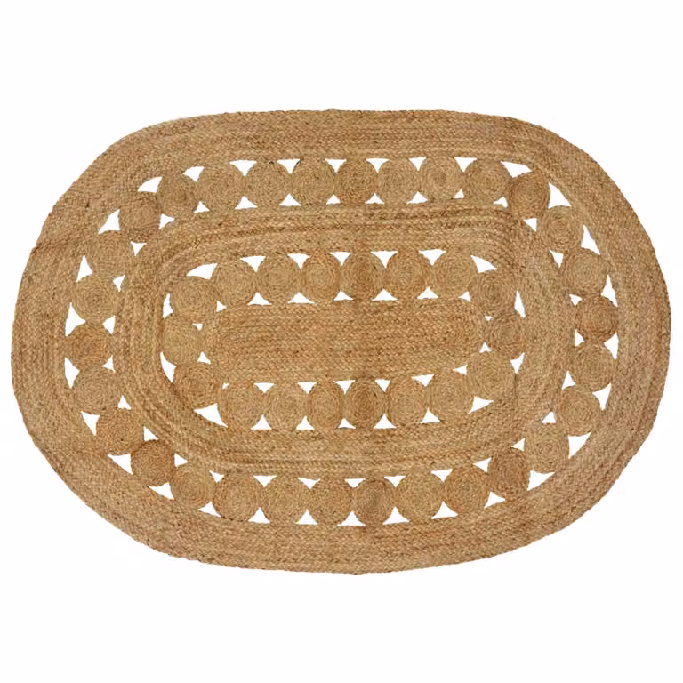 Tappeto da area moderno in juta vidaXL, rettangolare, beige e marrone, L: 122 cm, P: 183 cm