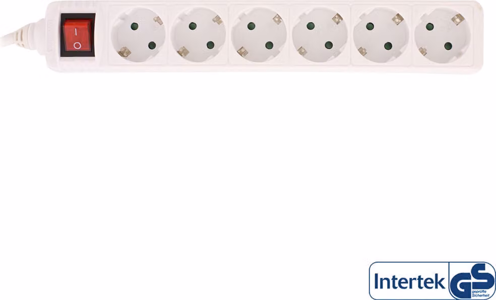 InLine® 16463V Presa multipla, contatto di terra a 6 vie, con interruttore, 3 m, bianco