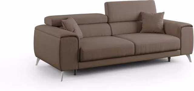 Divano Fusion Divani.Store con sedute allungabili e tessuto smacchiabile marrone L: 215 cm – 1
