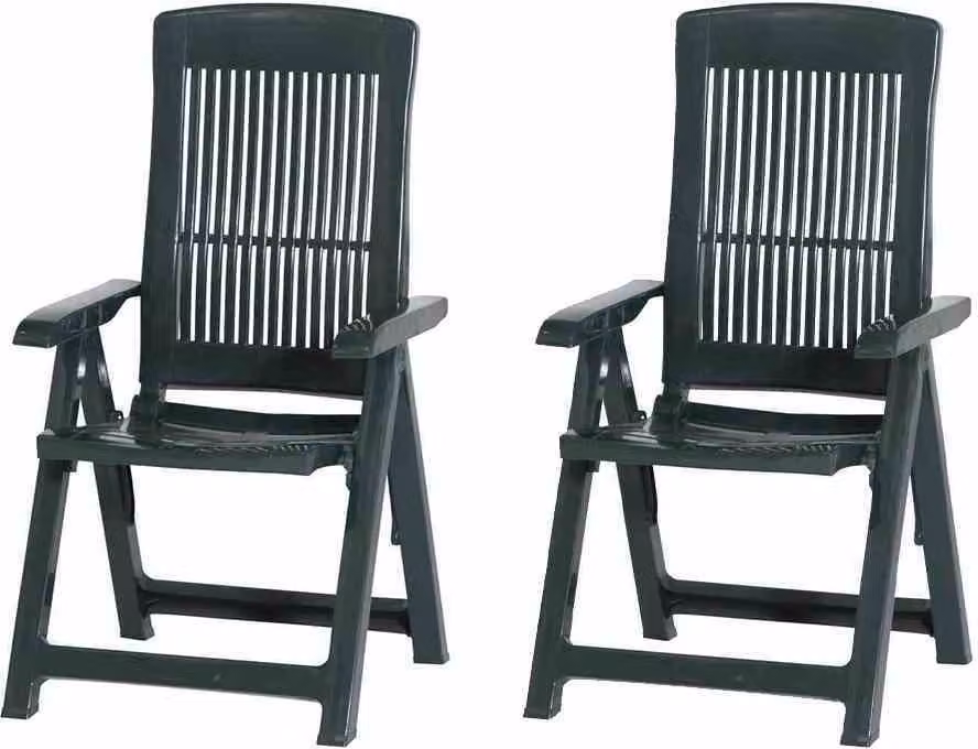 PROGARDEN Tampa SET 2x poltrona pieghevole in plastica verde M73529