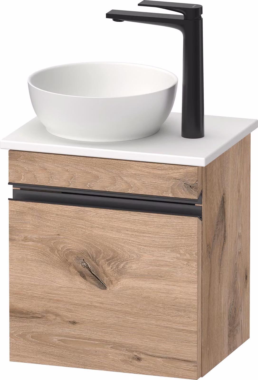 Duravit Sivida Meuble sous-lavabo sur console, charnières à gauche, poignée-barre noir diamant mat, 400x325x440mm, SV4656LBD550000, SV4656LBD550000
