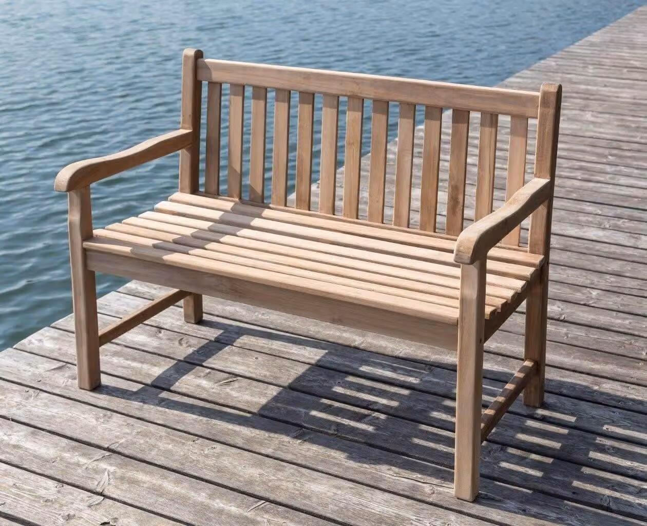 Panchina stabile Panchina da giardino Picadelly 120 cm in teak premium con braccioli
