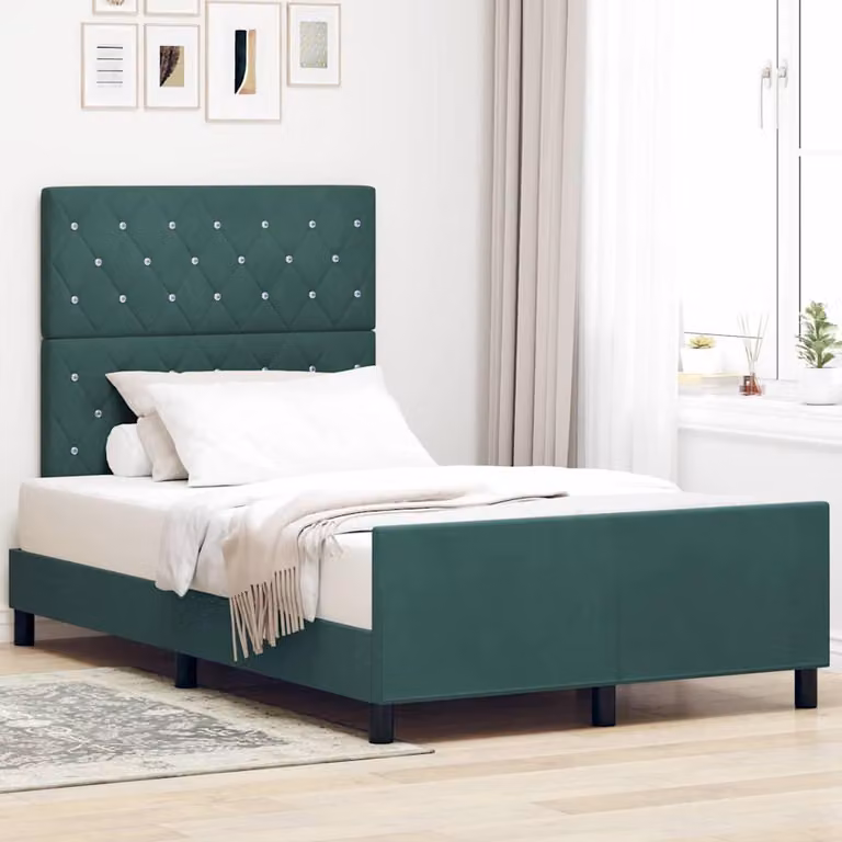 Maison Exclusive - Letto boxspring con testiera verde scuro 120 x 200 cm in velluto