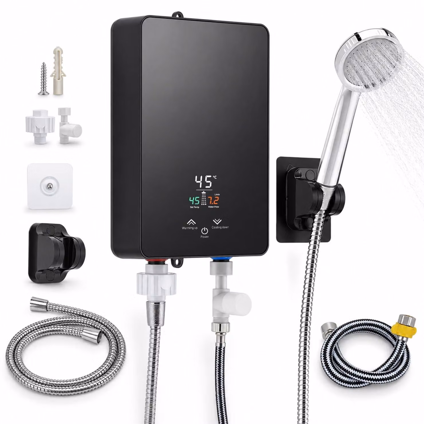 Scaldabagno istantaneo da 6000 W, mini-boiler, set doccia con display LED per la temperatura