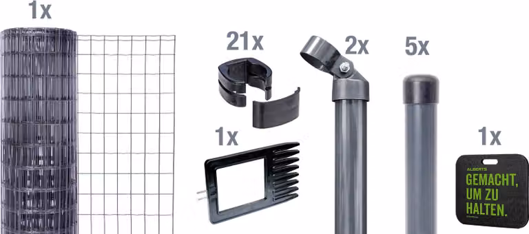 Alberts 693572 Fix-Clip Pro come set completo di recinzione, per la posa nel calcestruzzo con cuscino a ginocchio, antracite, altezza 102 cm, lunghezza 10 m