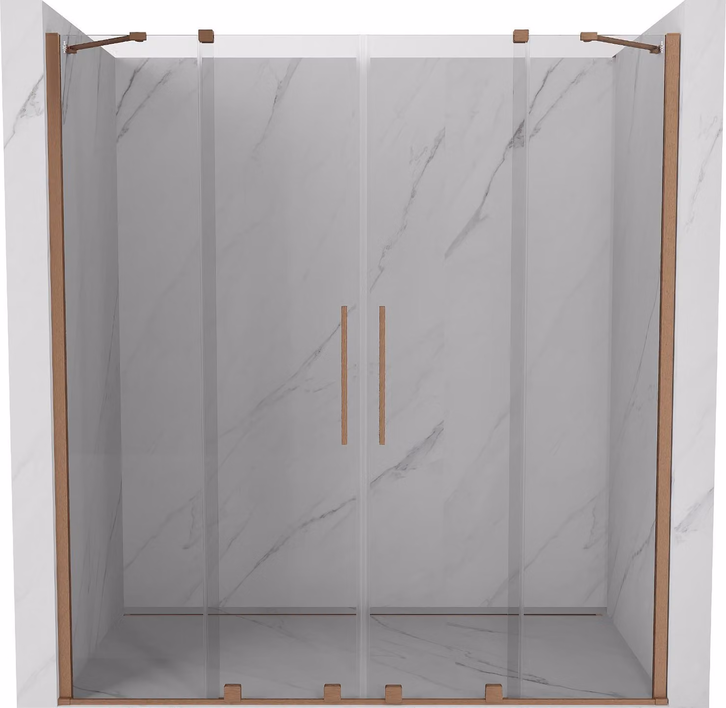 Mexen Velar Duo porte doccia scorrevoli 200 cm, trasparente, rame spazzolato - 871-200-000-02-65