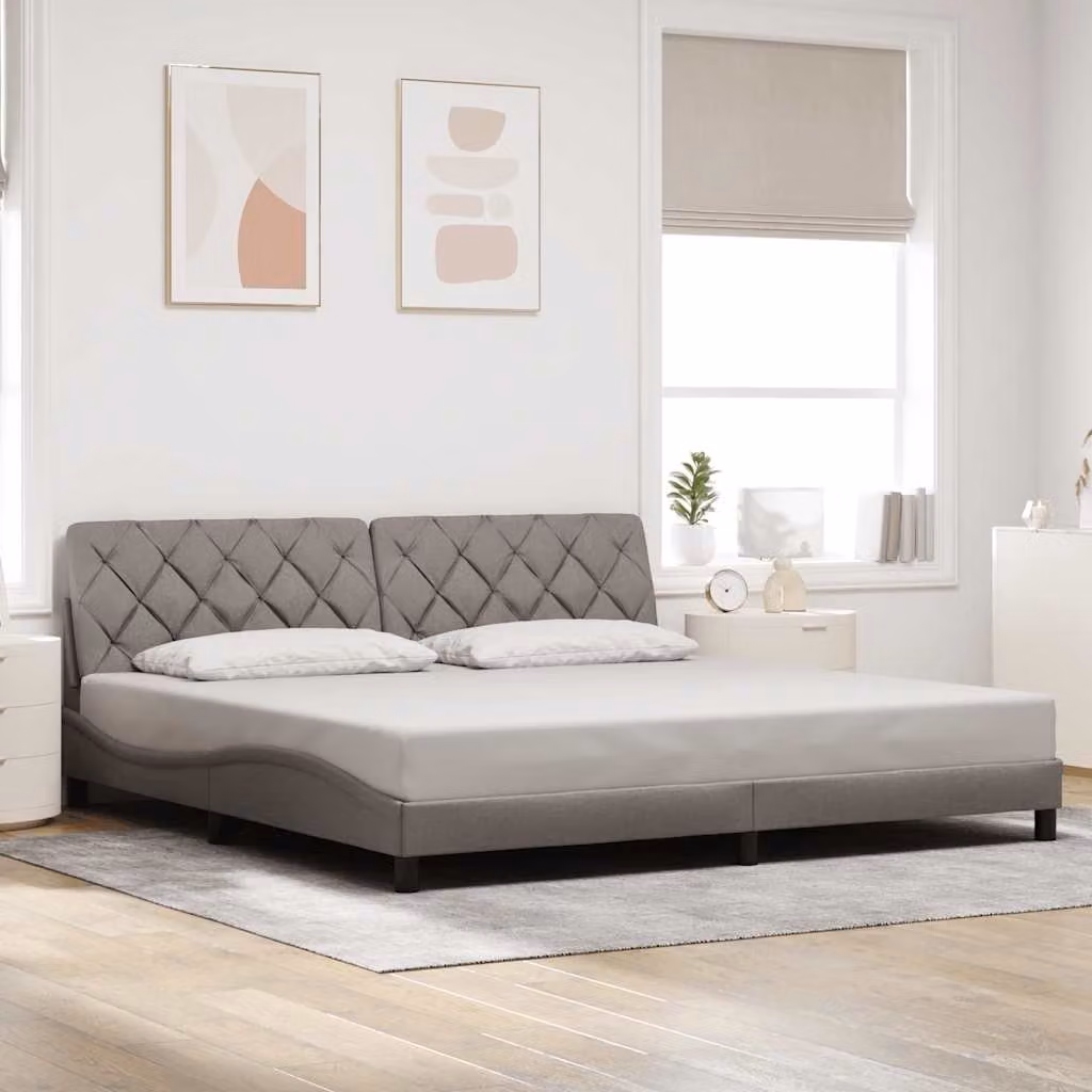 vidaXL Giroletto senza Materasso in Tessuto Tortora L/P/H: 200 x 200 x 74,5 cm – 1
