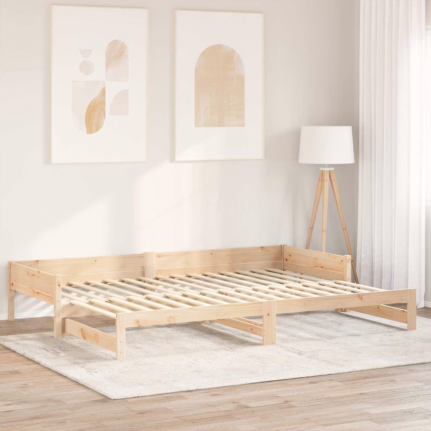 Set di 32 doghe per letto vidaXL in legno di pino naturale, L 90 cm x P 6 cm x H 1,3 cm