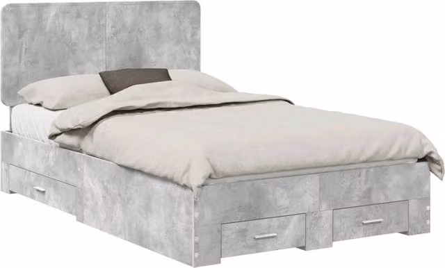 Letto matrimoniale | Letto per adulti | Struttura del letto con testiera Grigio cemento 135 x 190 cm