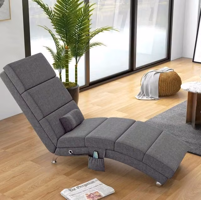 Poltrona relax ULEVR con massaggio a vibrazione, calore lombare e telecomando, grigio scuro