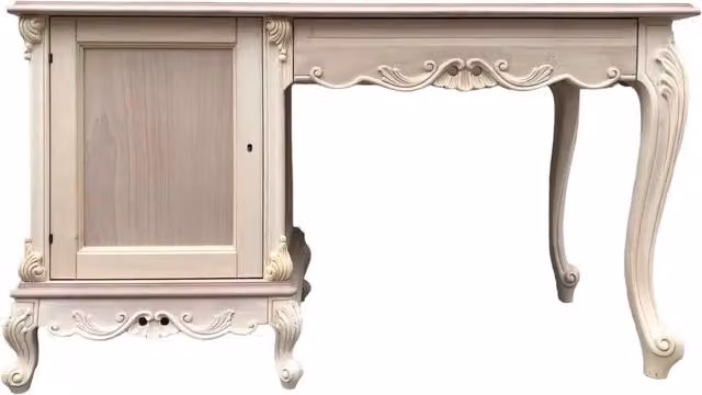 Scrivania classica barocco in legno grezzo Mobili 2G L: 142 cm, P: 61 cm, H: 78 cm – 3