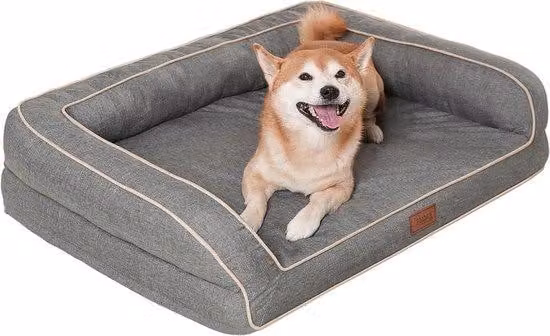 Cuccia impermeabile per cani - Taglia media - 686 x 508 x 178 cm - Grigio con rivestimento in cotone sfoderabile - Lavabile - Cuscino in schiuma a forma di uovo