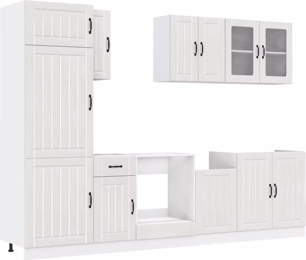 Set Mobili da Cucina 8 pz Lucca Bianchi Lucido in Truciolato