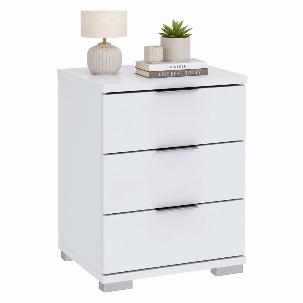 Cassettiera DMORA con 3 cassetti bianca moderna L/P/H: 46 x 42 x 61 cm – 2
