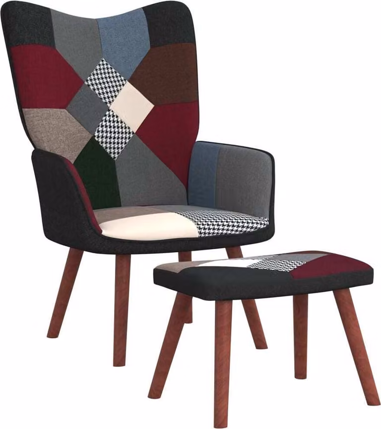 The Living Store Poltrona relax con poggiapiedi Tessuto patchwork