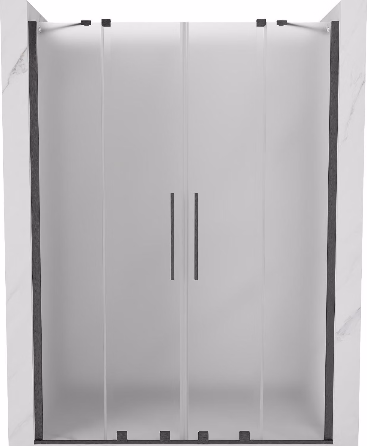 Mexen Velar Duo porta doccia scorrevole 150 cm, brina, grigio canna di fucile spazzolato - 871-150-000-32-66