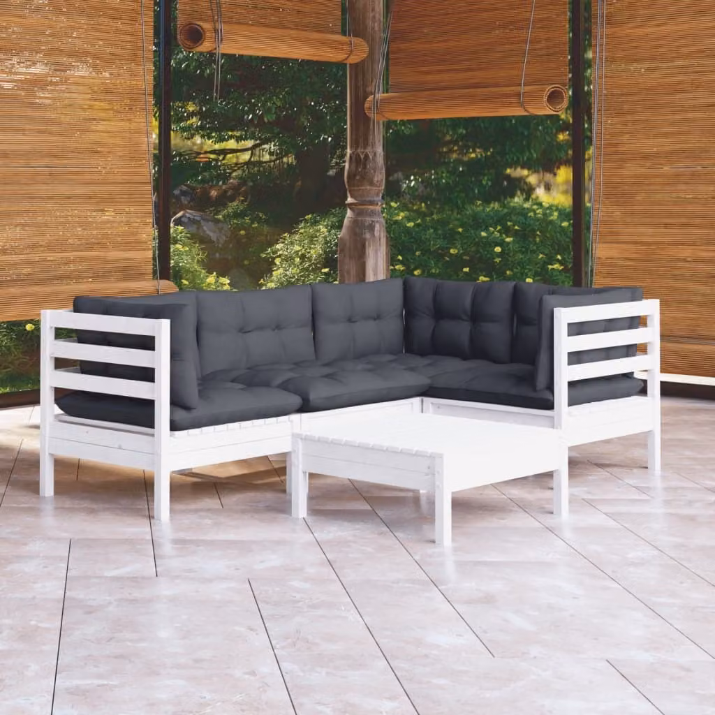 Maison Exclusive - Set Divani da Giardino 5 pz con Cuscini BiancLegno di Pino