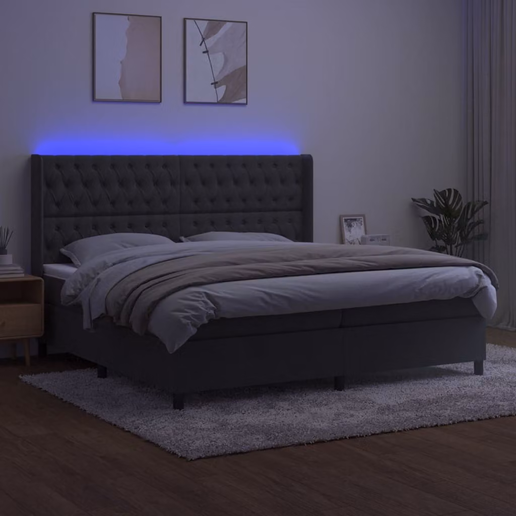 Maison Exclusive - Letto a Molle con Materasso e LED Grigio Scuro 200x200 cm