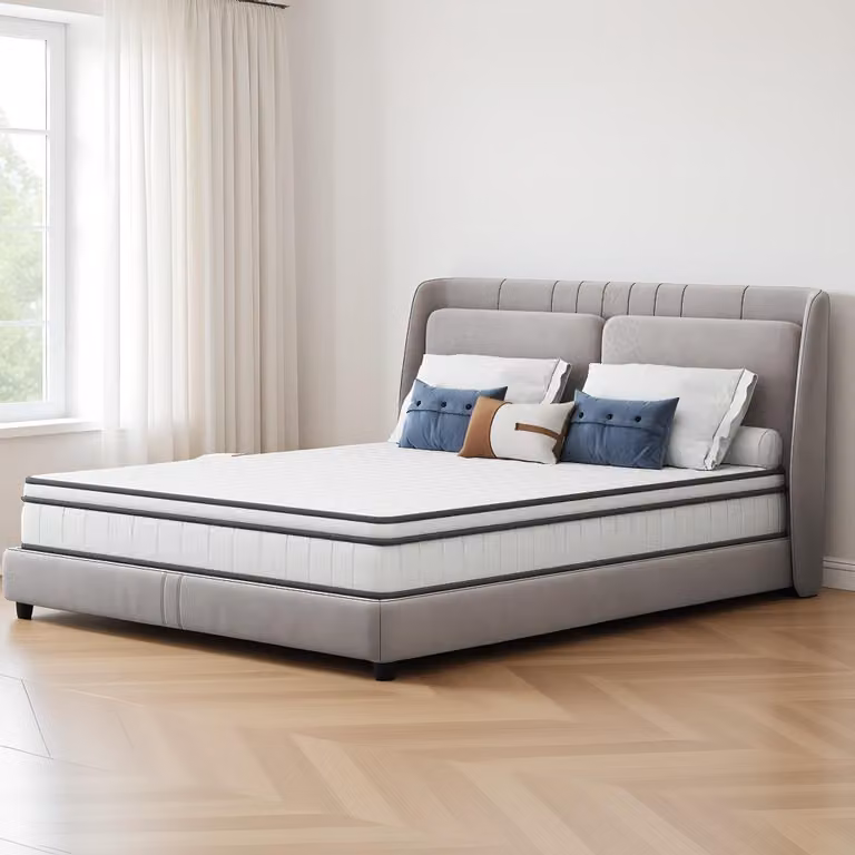 Materasso ibrido INONEFT, 90 x 200 x 25 cm, con supporto a molle insacchettate di media rigidità, 7 zone di comfort ergonomiche, traspirante e estremamente silenzioso, colore bianco