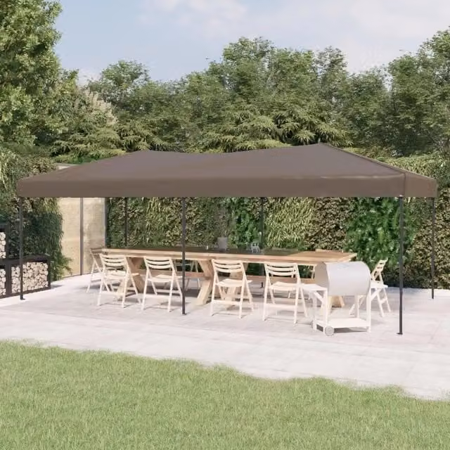 Tenda per Feste Pieghevole-Tenda Gazebo Tortora 3x6 m