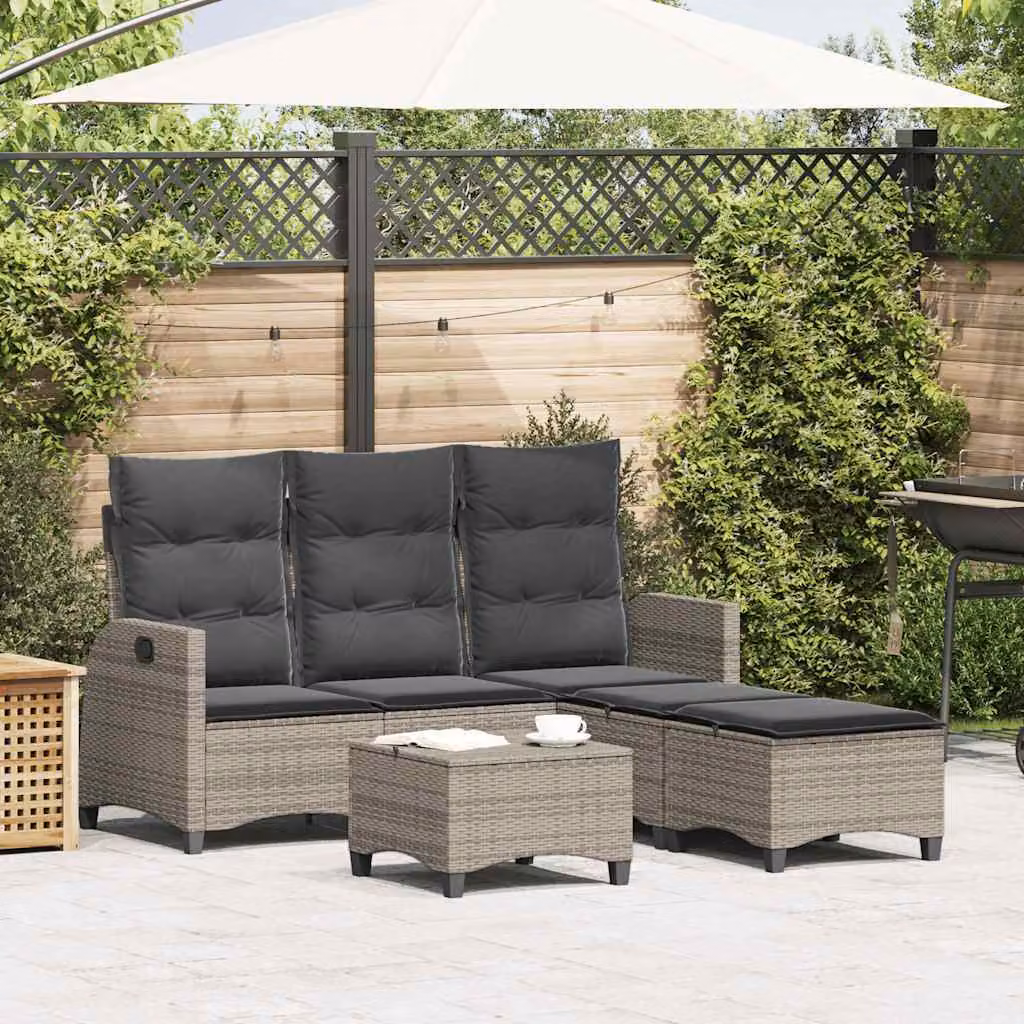 Maison Exclusive - Set Divani da Giardino 3 pz con Cuscini a L Grigio Polyrattan